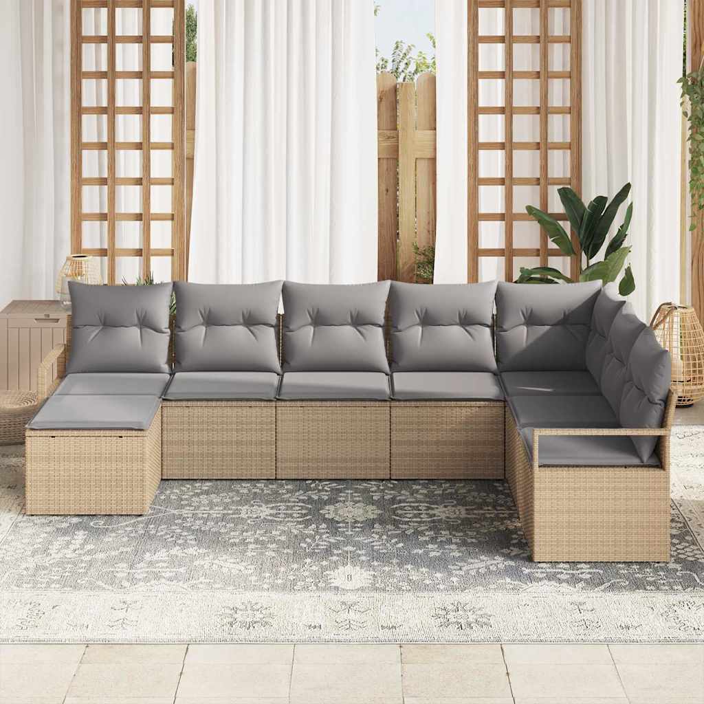 Bankstel met kussen 8 pcs Beige poly rattan is nu te koop bij PeponiXL, paradijselijk wonen!