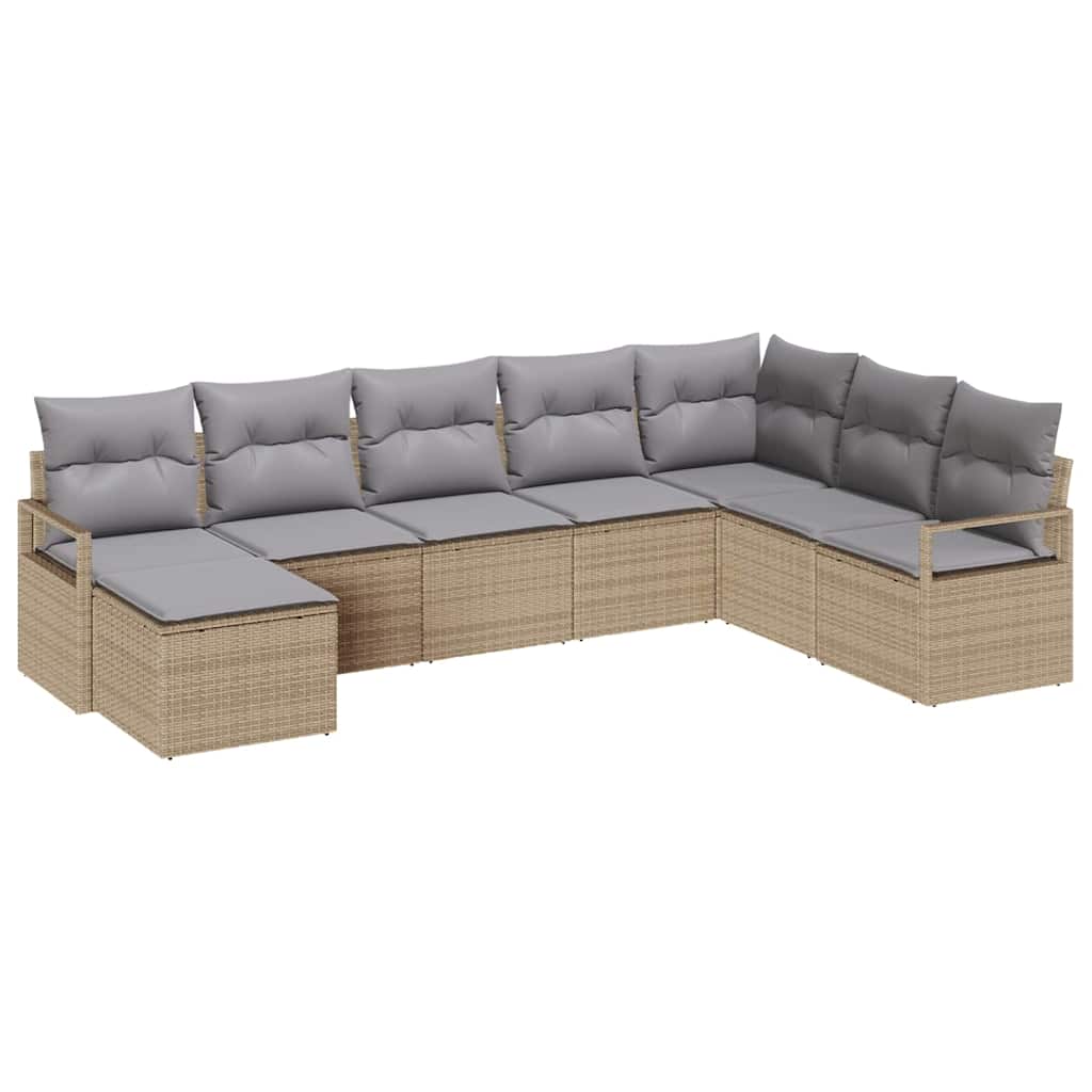Bankstel met kussen 8 pcs Beige poly rattan is nu te koop bij PeponiXL, paradijselijk wonen!