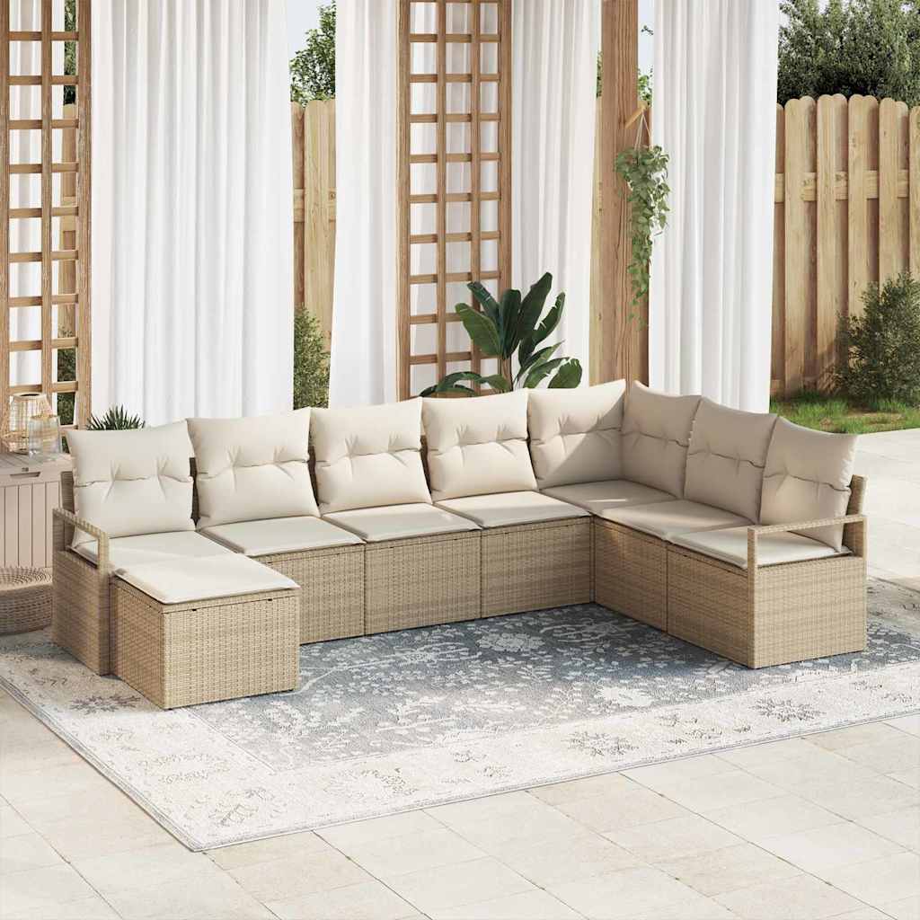Bankstel met kussen 8 pcs Beige poly rattan is nu te koop bij PeponiXL, paradijselijk wonen!