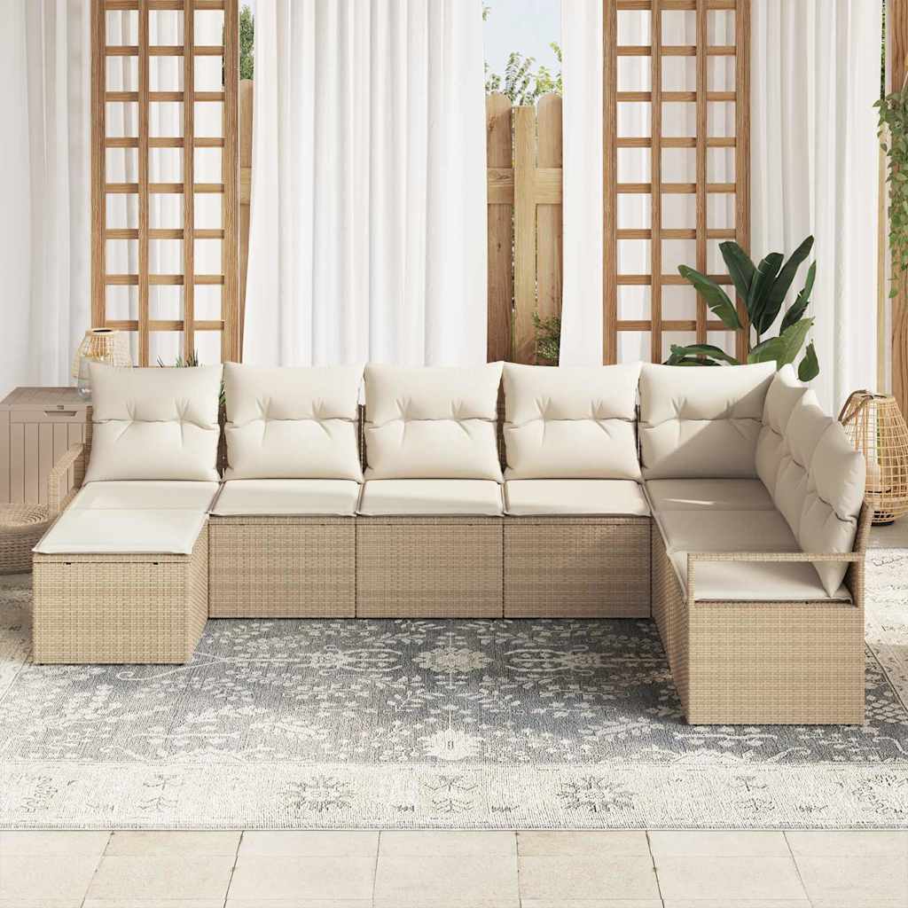 Bankstel met kussen 8 pcs Beige poly rattan is nu te koop bij PeponiXL, paradijselijk wonen!