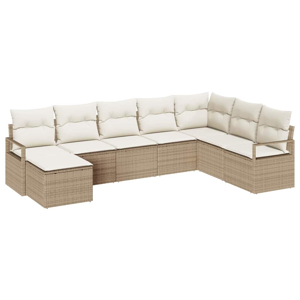 Bankstel met kussen 8 pcs Beige poly rattan is nu te koop bij PeponiXL, paradijselijk wonen!