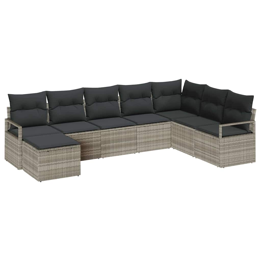Bankstel met kussen 8 pcs Lichtgrijs poly rattan is nu te koop bij PeponiXL, paradijselijk wonen!