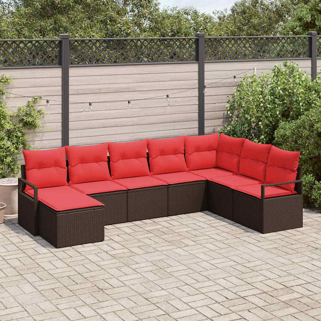Bankstel met kussen 8 pcs Bruin poly rattan is nu te koop bij PeponiXL, paradijselijk wonen!