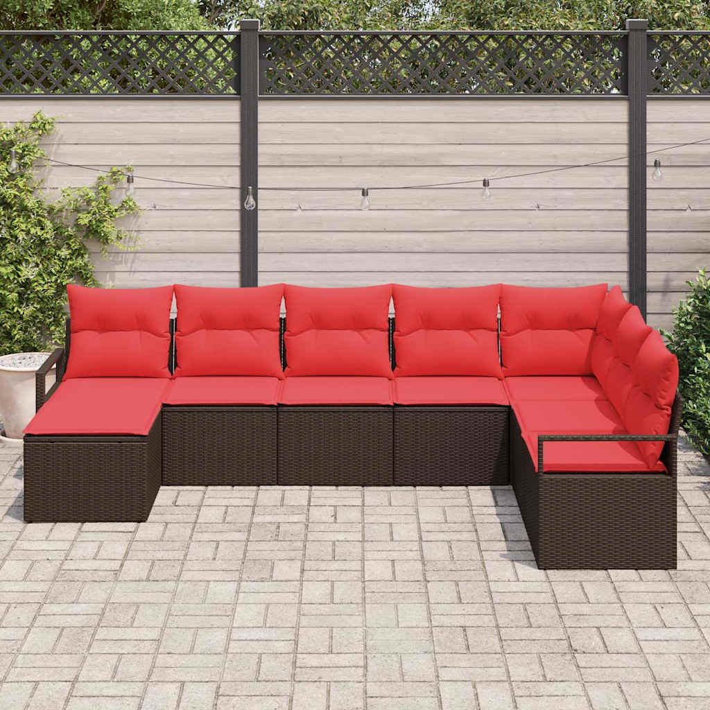Bankstel met kussen 8 pcs Bruin poly rattan is nu te koop bij PeponiXL, paradijselijk wonen!