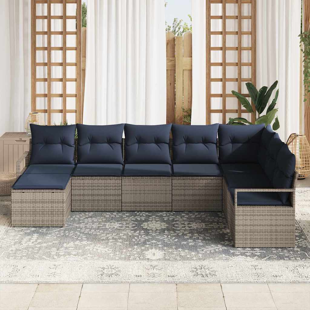Bankstel met kussen 8 pcs Grijs poly rattan is nu te koop bij PeponiXL, paradijselijk wonen!