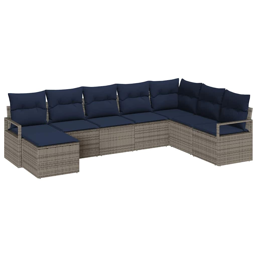 Bankstel met kussen 8 pcs Grijs poly rattan is nu te koop bij PeponiXL, paradijselijk wonen!