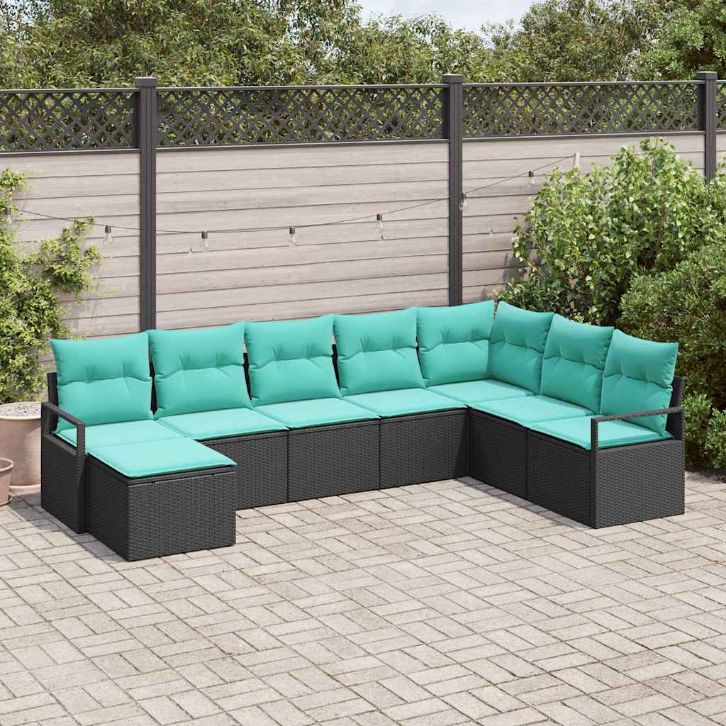 Bankstel met kussen 8 pcs Zwart poly rattan is nu te koop bij PeponiXL, paradijselijk wonen!