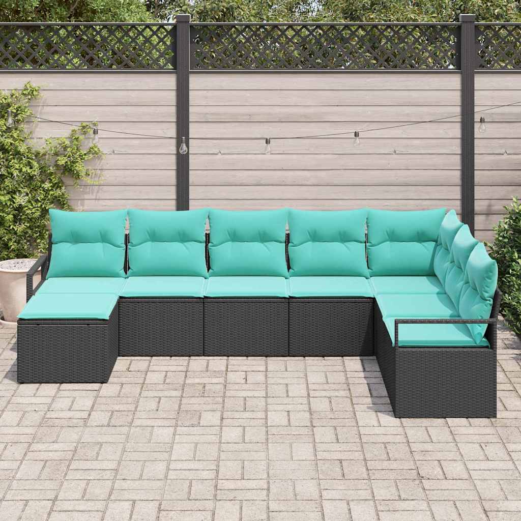 Bankstel met kussen 8 pcs Zwart poly rattan is nu te koop bij PeponiXL, paradijselijk wonen!