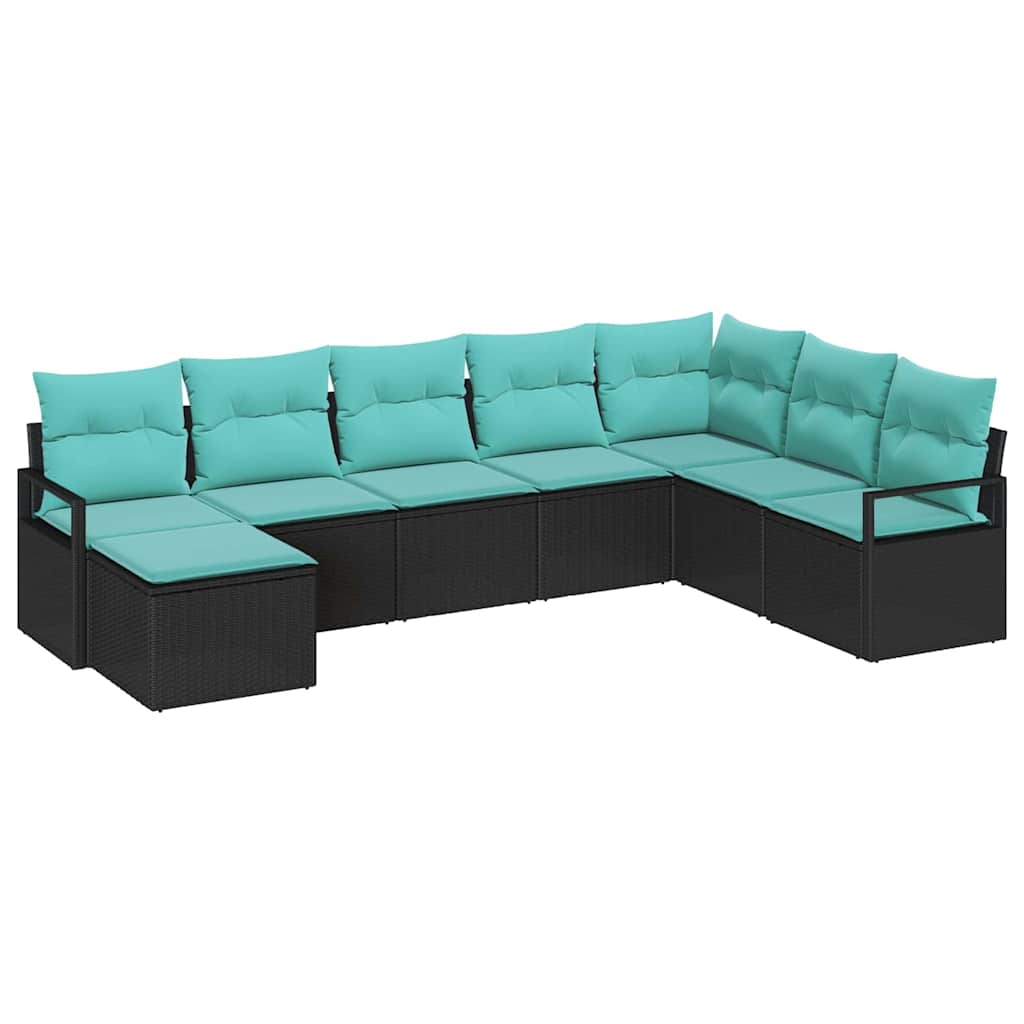 Bankstel met kussen 8 pcs Zwart poly rattan is nu te koop bij PeponiXL, paradijselijk wonen!