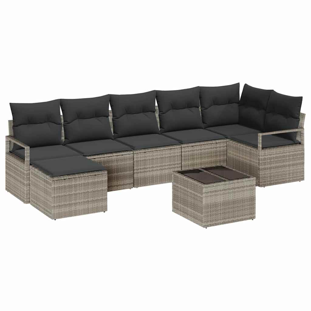 Bankstel met kussen 9 pcs Lichtgrijs poly rattan is nu te koop bij PeponiXL, paradijselijk wonen!