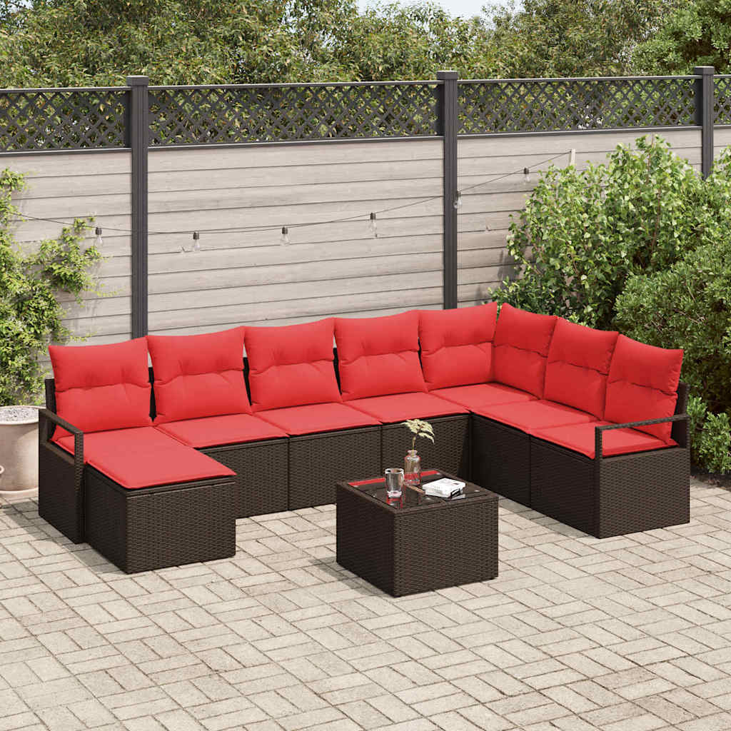 Bankstel met kussen 9 pcs Bruin poly rattan is nu te koop bij PeponiXL, paradijselijk wonen!