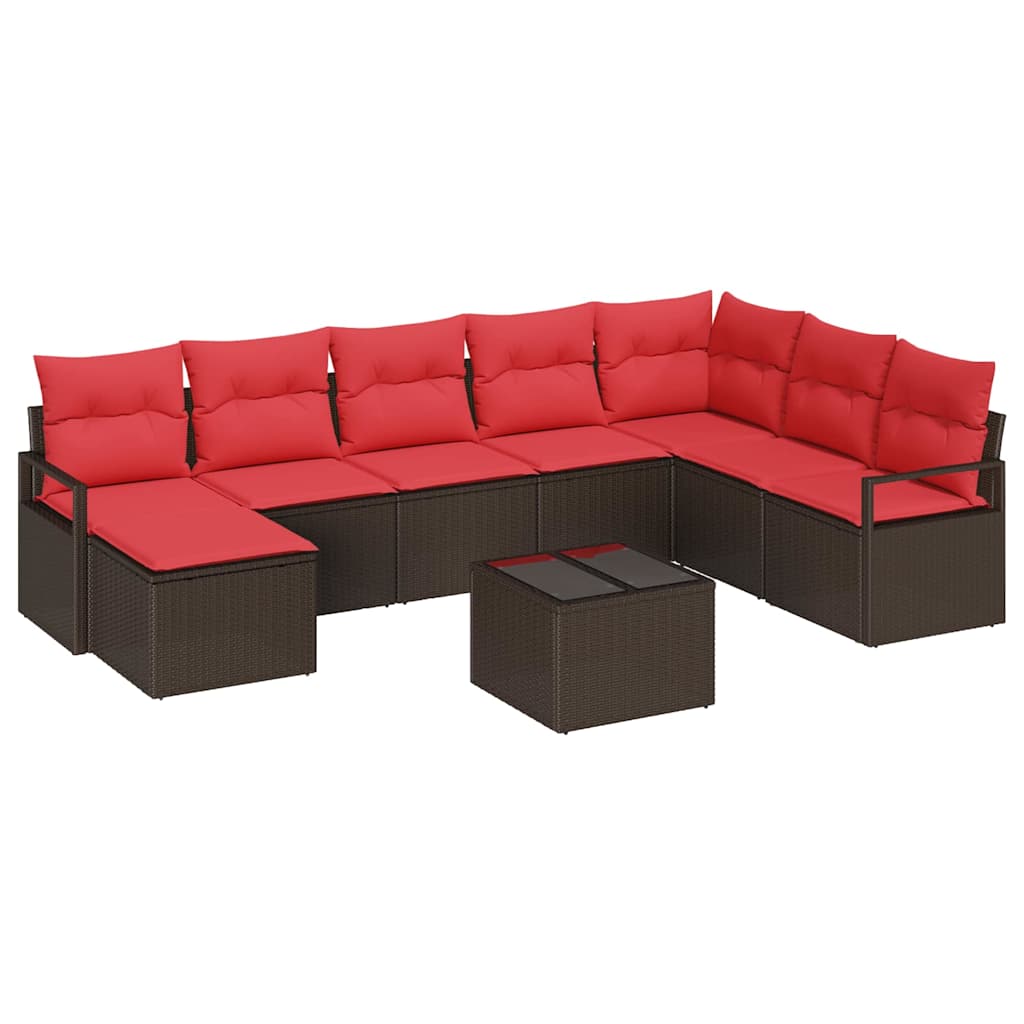 Bankstel met kussen 9 pcs Bruin poly rattan is nu te koop bij PeponiXL, paradijselijk wonen!