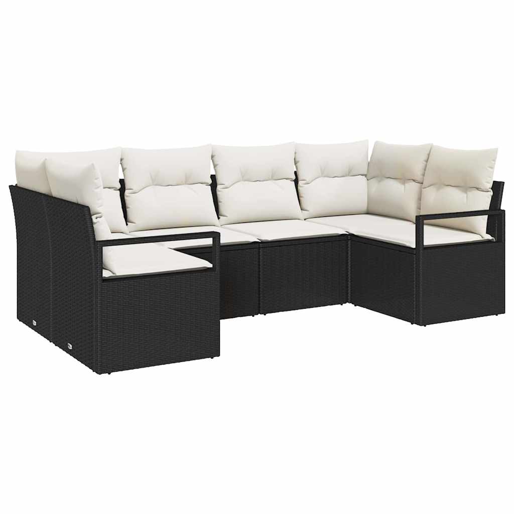 Bankstel met kussen 6 pcs Zwart poly rattan is nu te koop bij PeponiXL, paradijselijk wonen!
