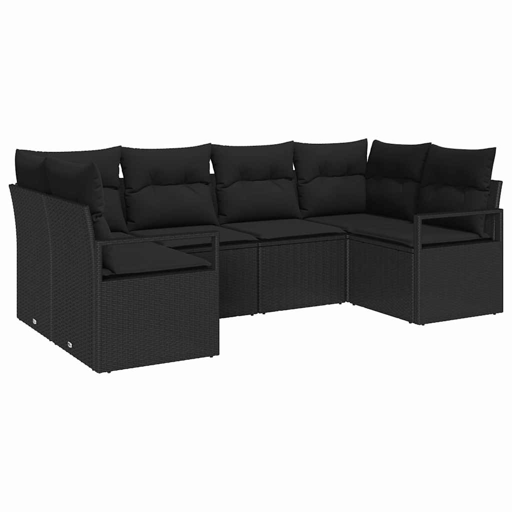 Bankstel met kussen 6 pcs Zwart poly rattan is nu te koop bij PeponiXL, paradijselijk wonen!