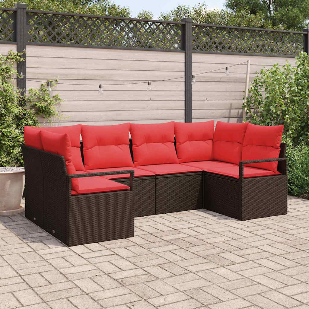 Bankstel met kussen 6 pcs Bruin Poly Rattan is nu te koop bij PeponiXL, paradijselijk wonen!