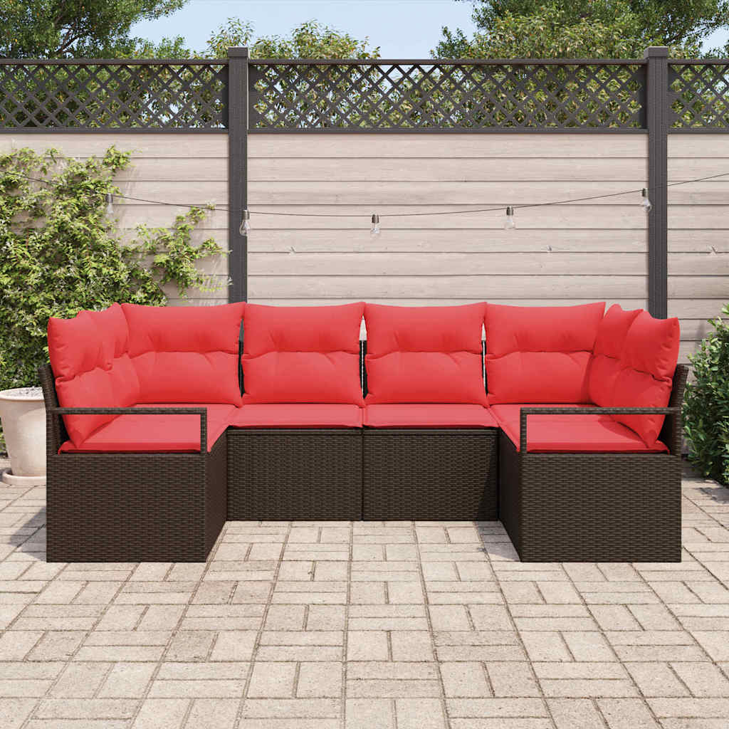 Bankstel met kussen 6 pcs Bruin Poly Rattan is nu te koop bij PeponiXL, paradijselijk wonen!