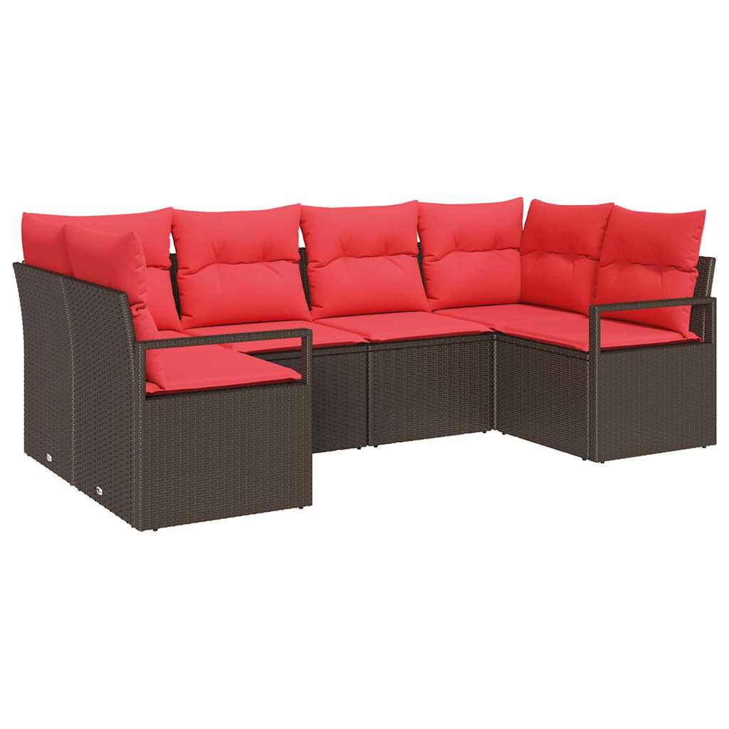 Bankstel met kussen 6 pcs Bruin Poly Rattan is nu te koop bij PeponiXL, paradijselijk wonen!