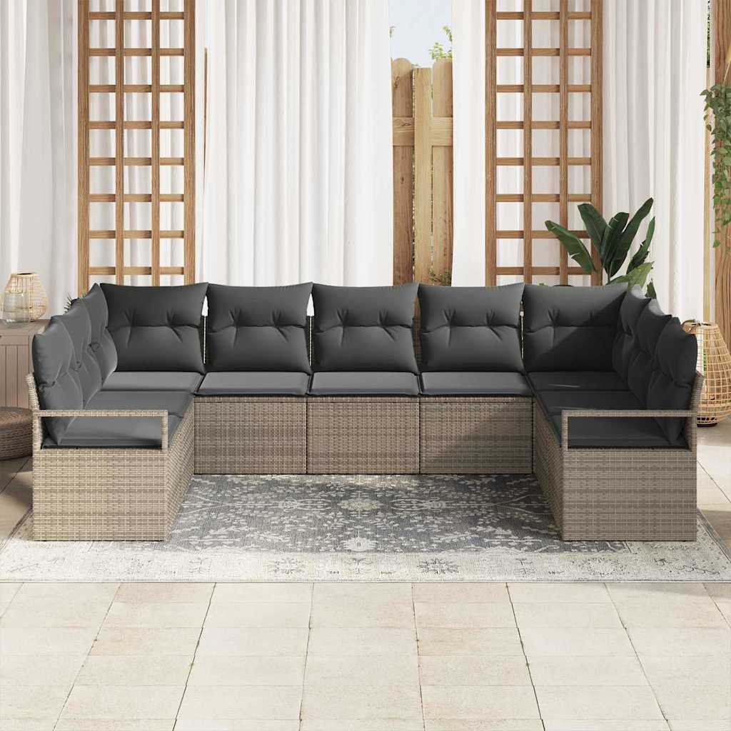Bankstel met kussen 7 pcs Grijs poly rattan is nu te koop bij PeponiXL, paradijselijk wonen!