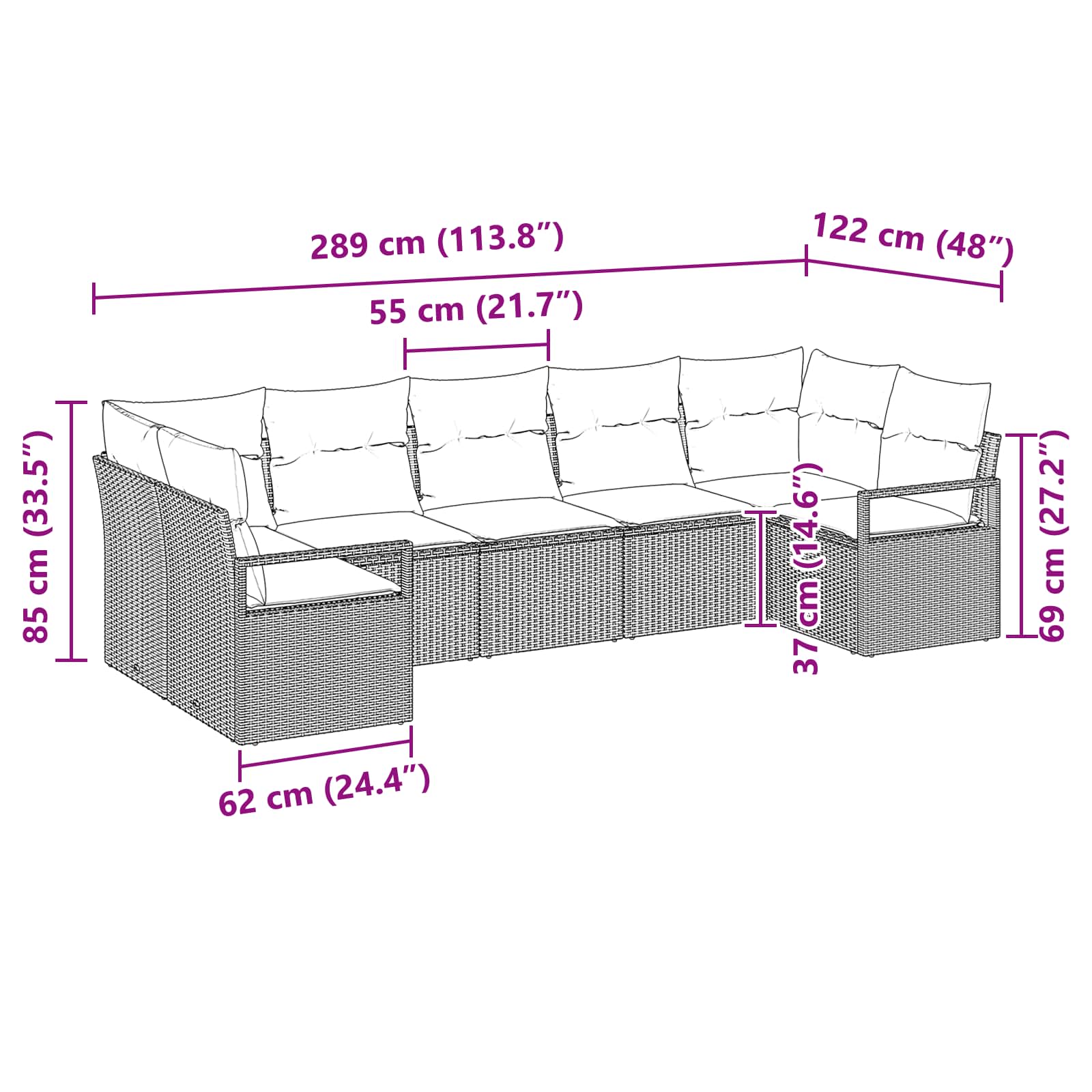 Bankstel met kussen 7 pcs Bruin poly rattan is nu te koop bij PeponiXL, paradijselijk wonen!