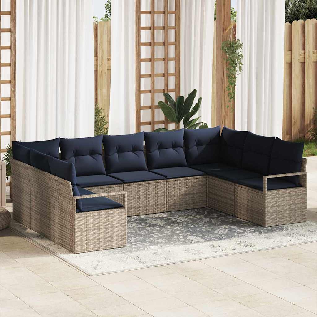 Bankstel met kussen 7 pcs Grijs poly rattan is nu te koop bij PeponiXL, paradijselijk wonen!