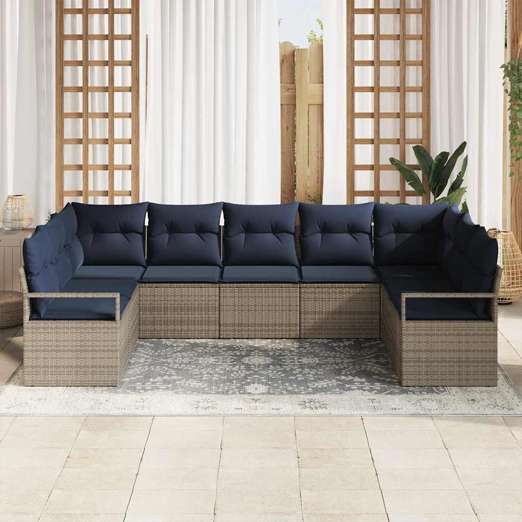 Bankstel met kussen 7 pcs Grijs poly rattan is nu te koop bij PeponiXL, paradijselijk wonen!