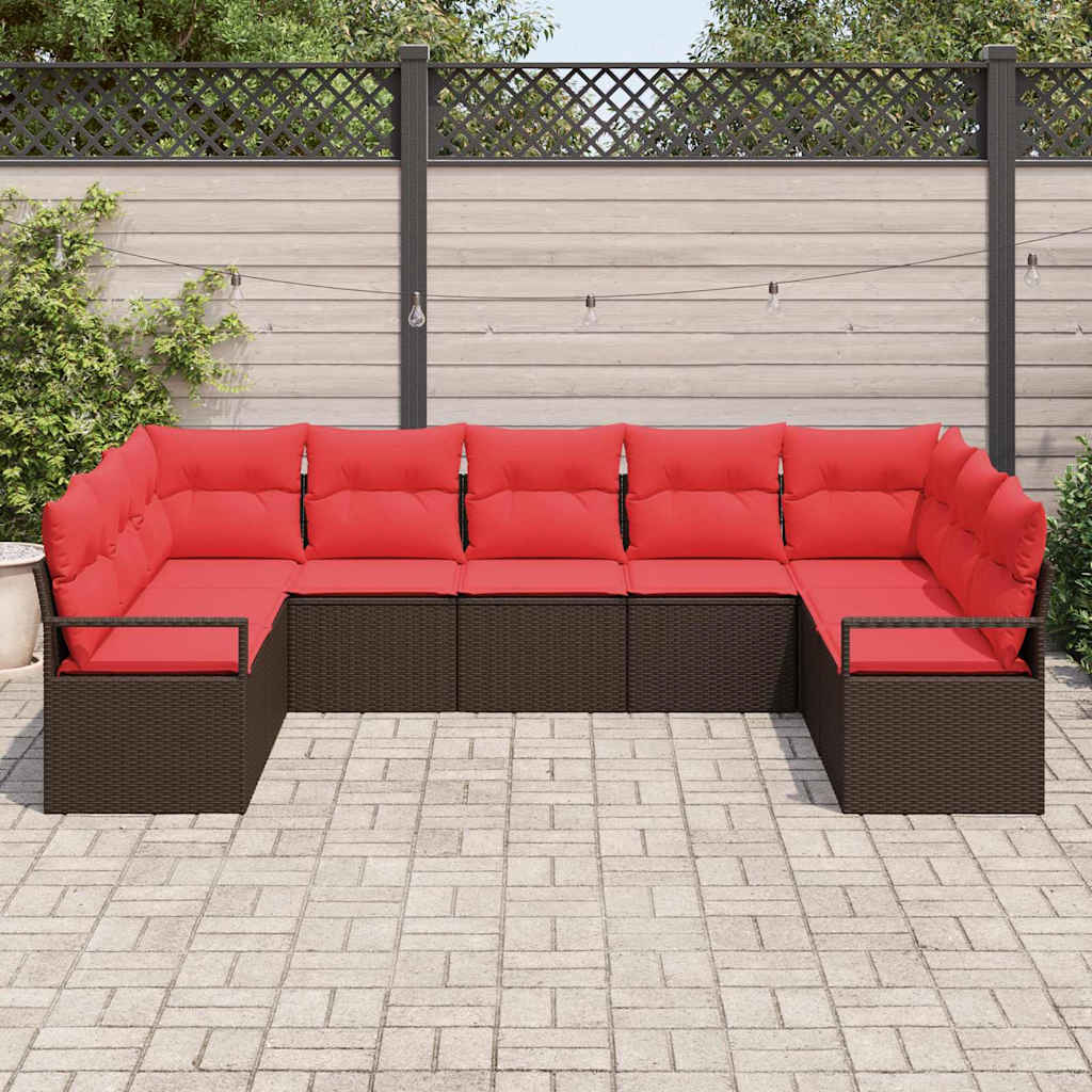 Bankstel met kussen 9 pcs Bruin poly rattan is nu te koop bij PeponiXL, paradijselijk wonen!