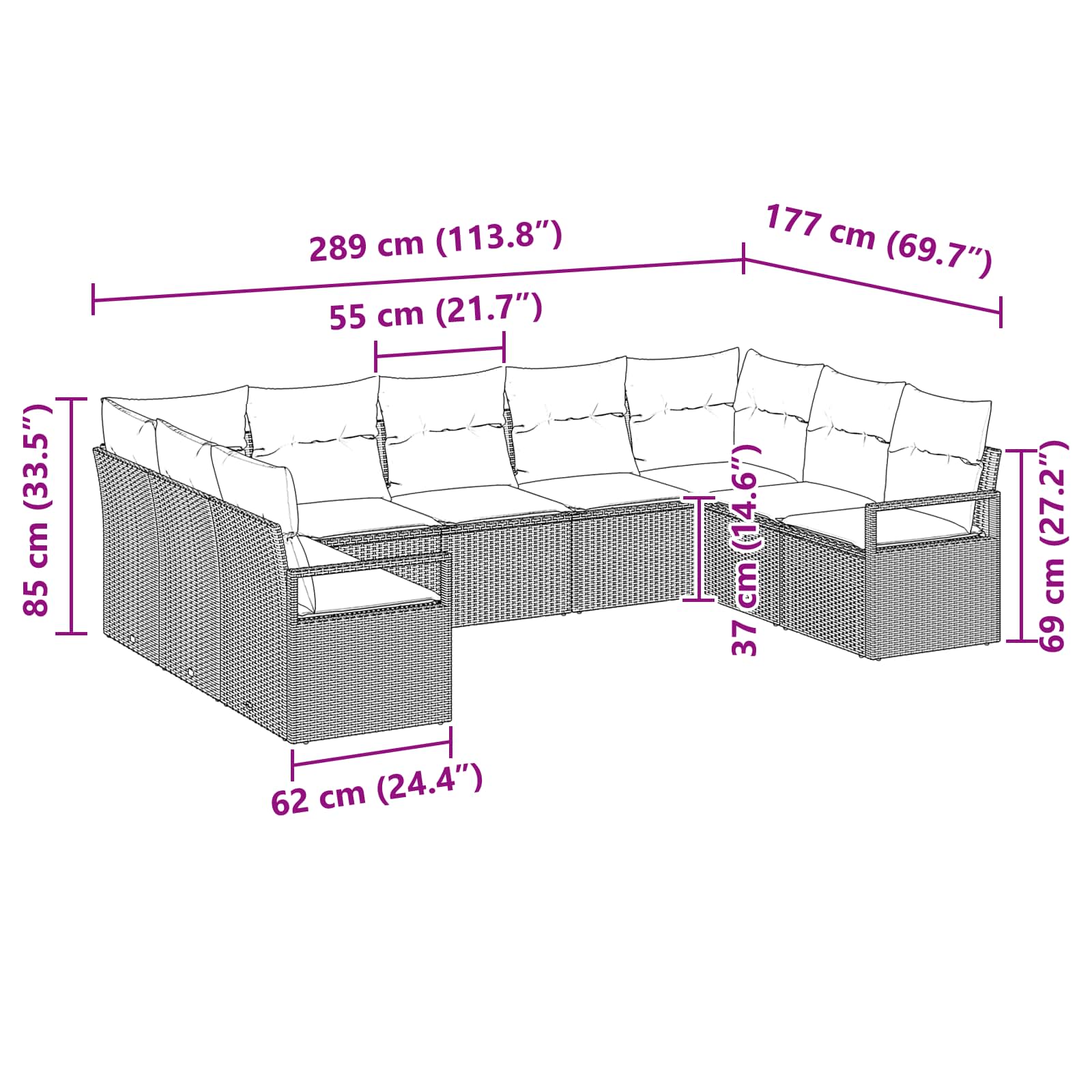 Bankstel met kussen 9 pcs Zwart poly rattan is nu te koop bij PeponiXL, paradijselijk wonen!