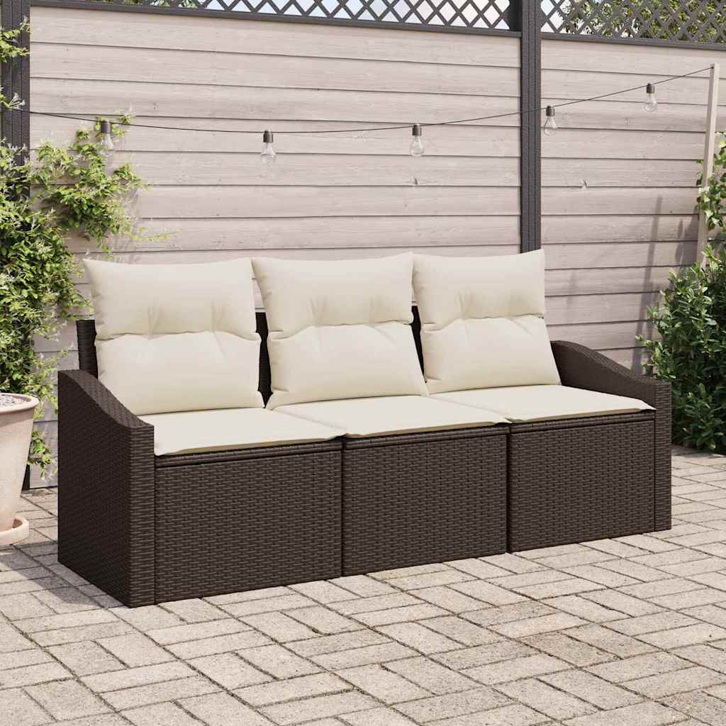 Bankstel met kussen 3 pcs Bruin poly rattan is nu te koop bij PeponiXL, paradijselijk wonen!