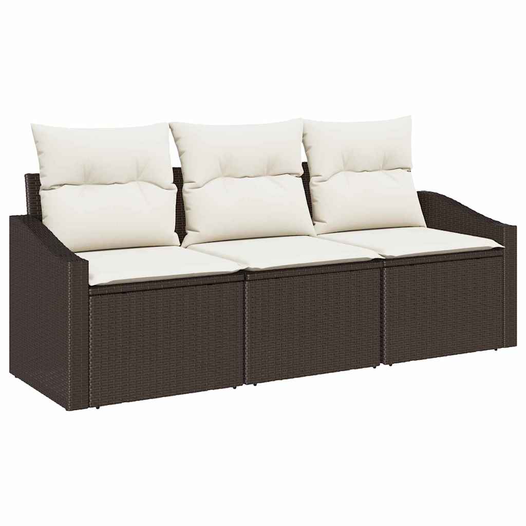 Bankstel met kussen 3 pcs Bruin poly rattan is nu te koop bij PeponiXL, paradijselijk wonen!