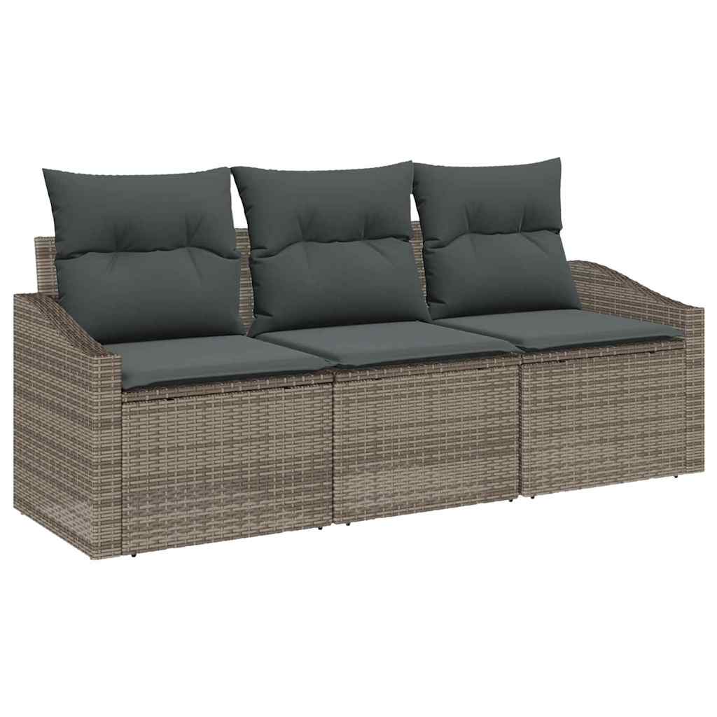 Bankstel met kussen 3 pcs Grijs poly rattan is nu te koop bij PeponiXL, paradijselijk wonen!