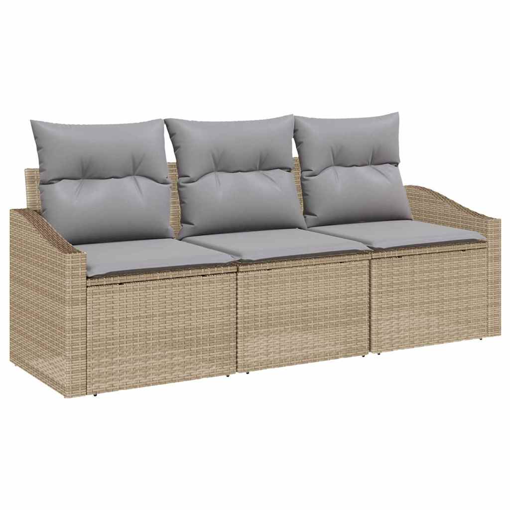 Bankstel met kussen 3 pcs Beige poly rattan is nu te koop bij PeponiXL, paradijselijk wonen!