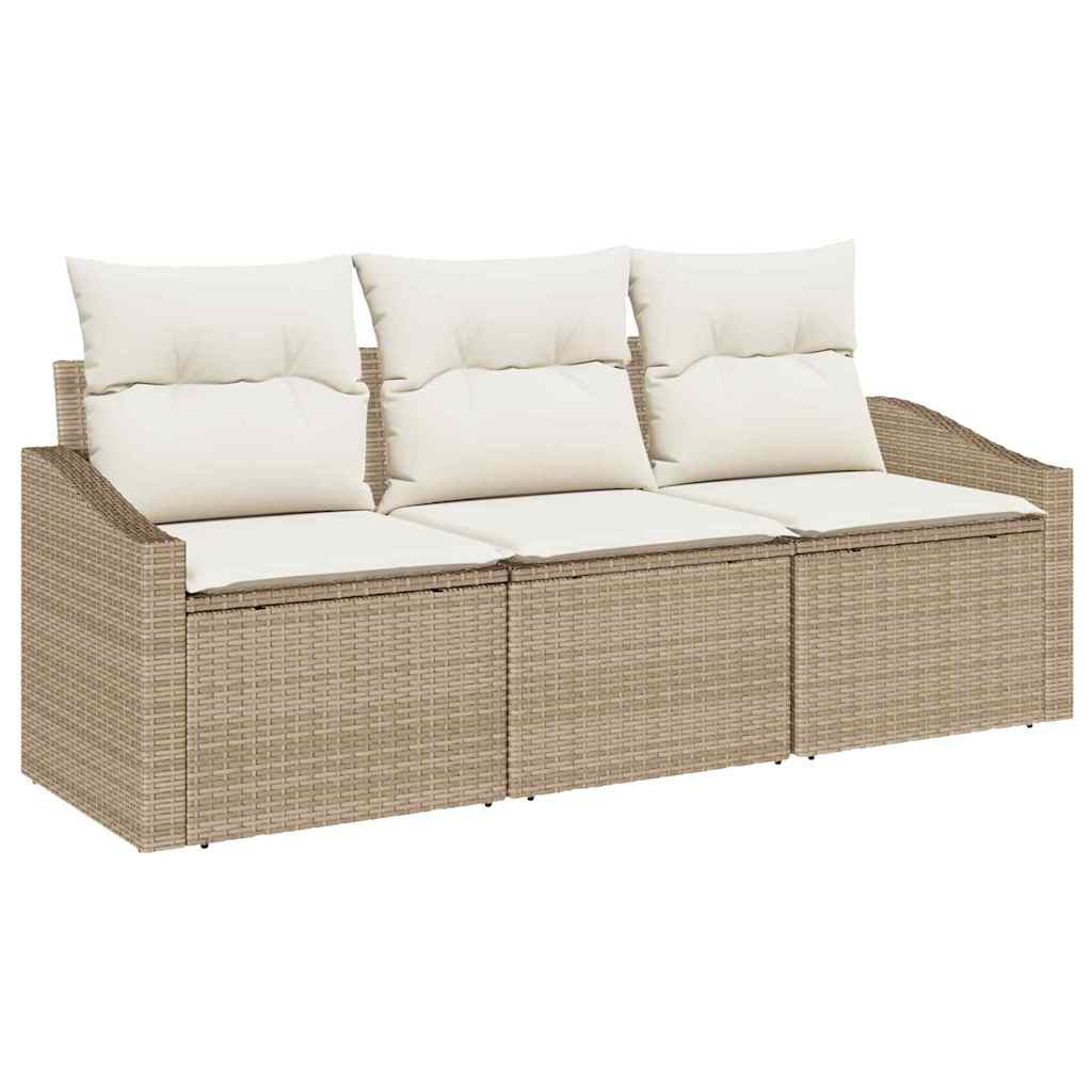 Bankstel met kussen 3 pcs Beige poly rattan is nu te koop bij PeponiXL, paradijselijk wonen!