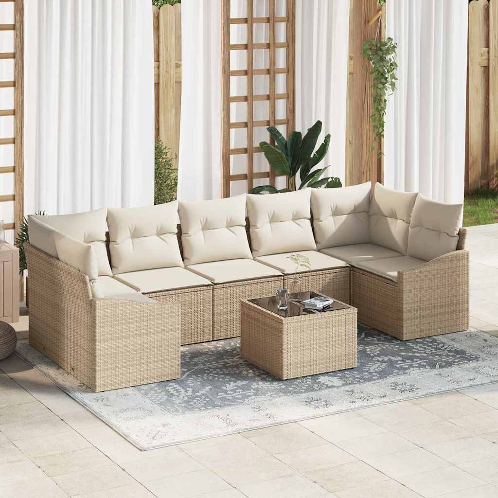 Bankstel met kussen Beige en Crème 55 x 55 x 37 cm poly rattan is nu te koop bij PeponiXL, paradijselijk wonen!