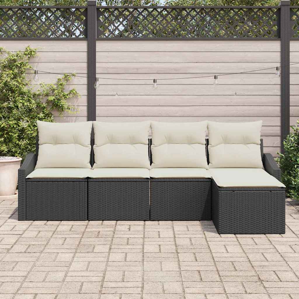 Bankstel met kussen 5 pcs Zwart poly rattan is nu te koop bij PeponiXL, paradijselijk wonen!