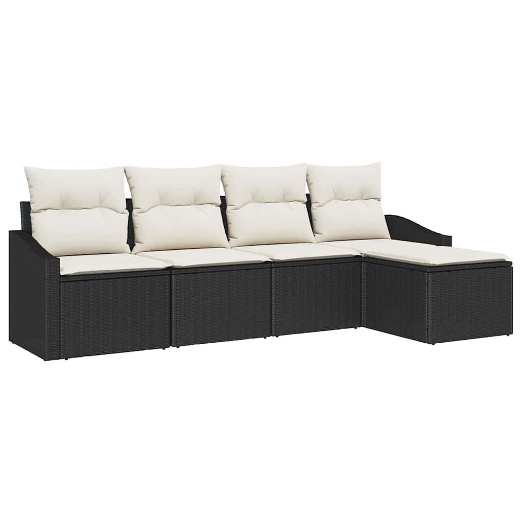 Bankstel met kussen 5 pcs Zwart poly rattan is nu te koop bij PeponiXL, paradijselijk wonen!