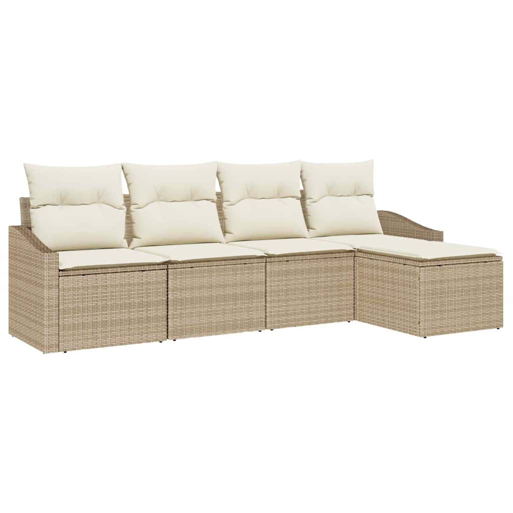Bankstel met kussen 5 pcs Beige poly rattan