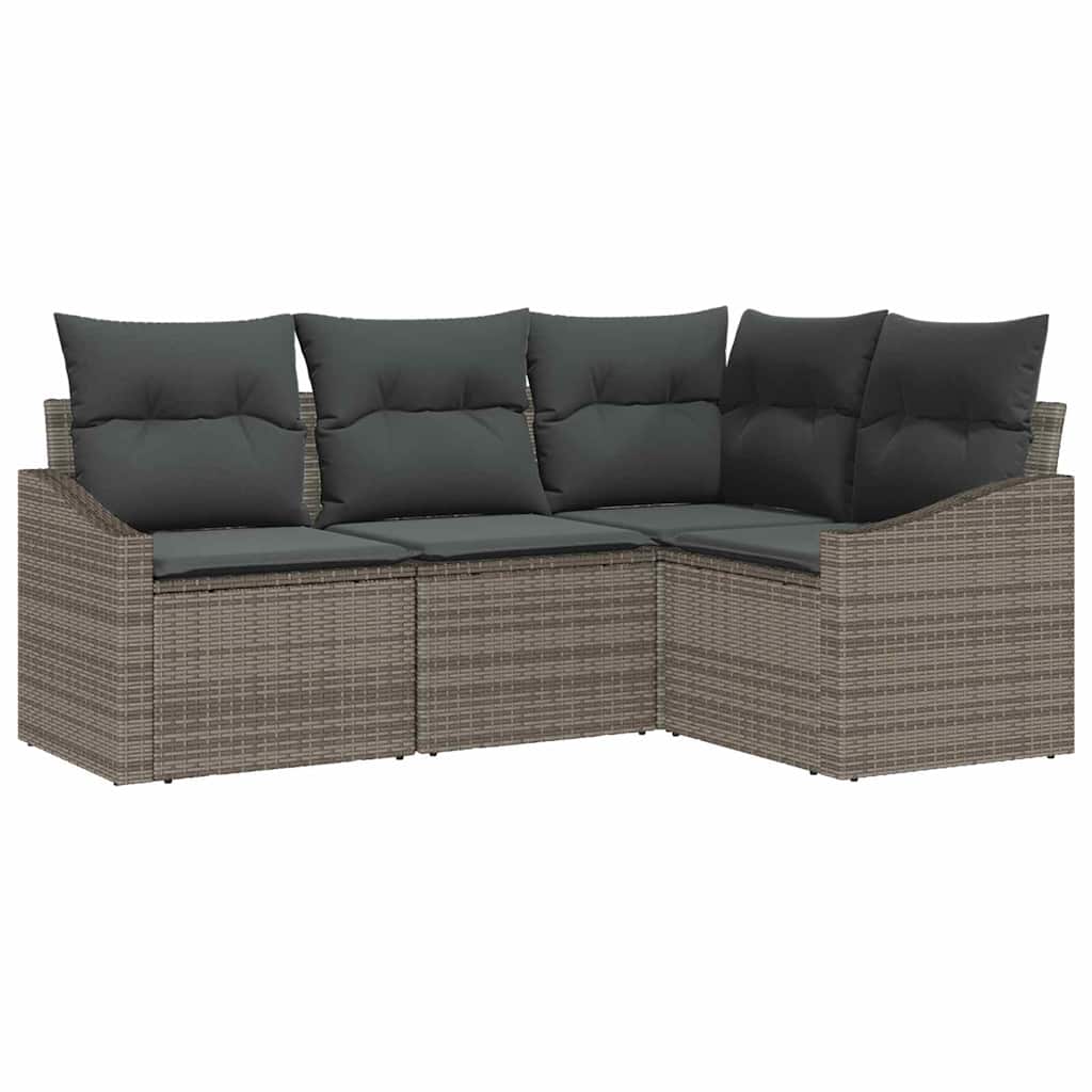 Bankstel met kussen 4 pcs Grijs poly rattan is nu te koop bij PeponiXL, paradijselijk wonen!