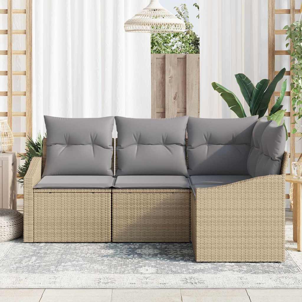 Bankstel met kussen 4 pcs Beige poly rattan is nu te koop bij PeponiXL, paradijselijk wonen!