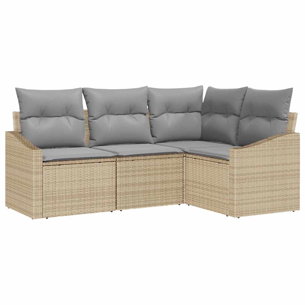 Bankstel met kussen 4 pcs Beige poly rattan is nu te koop bij PeponiXL, paradijselijk wonen!