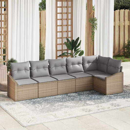 Bankstel met kussen 6 pcs Beige poly rattan is nu te koop bij PeponiXL, paradijselijk wonen!