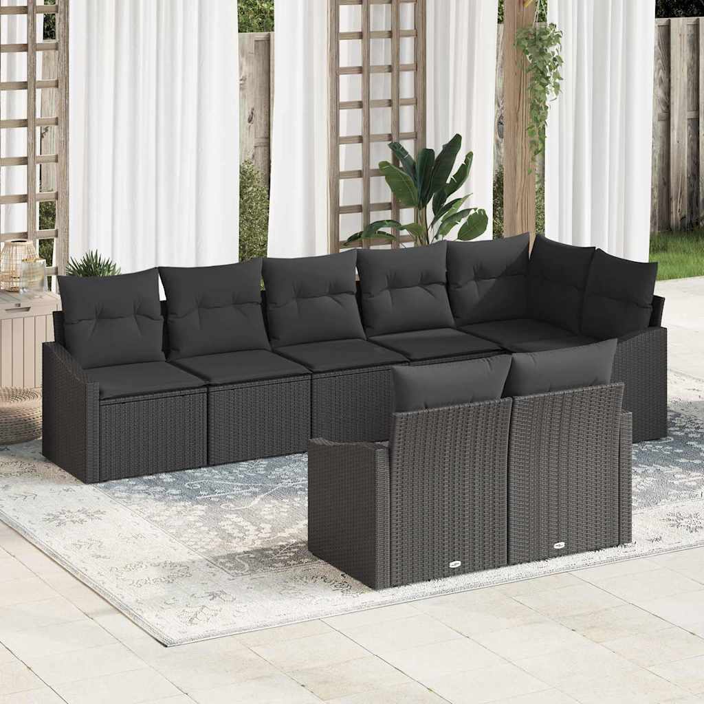 Bankstel met kussen 8 pcs Zwart poly rattan is nu te koop bij PeponiXL, paradijselijk wonen!