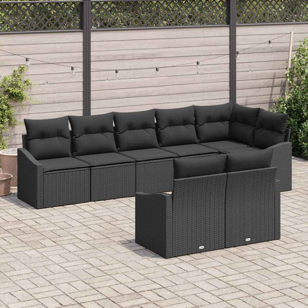 Bankstel met kussen 8 pcs Zwart poly rattan is nu te koop bij PeponiXL, paradijselijk wonen!