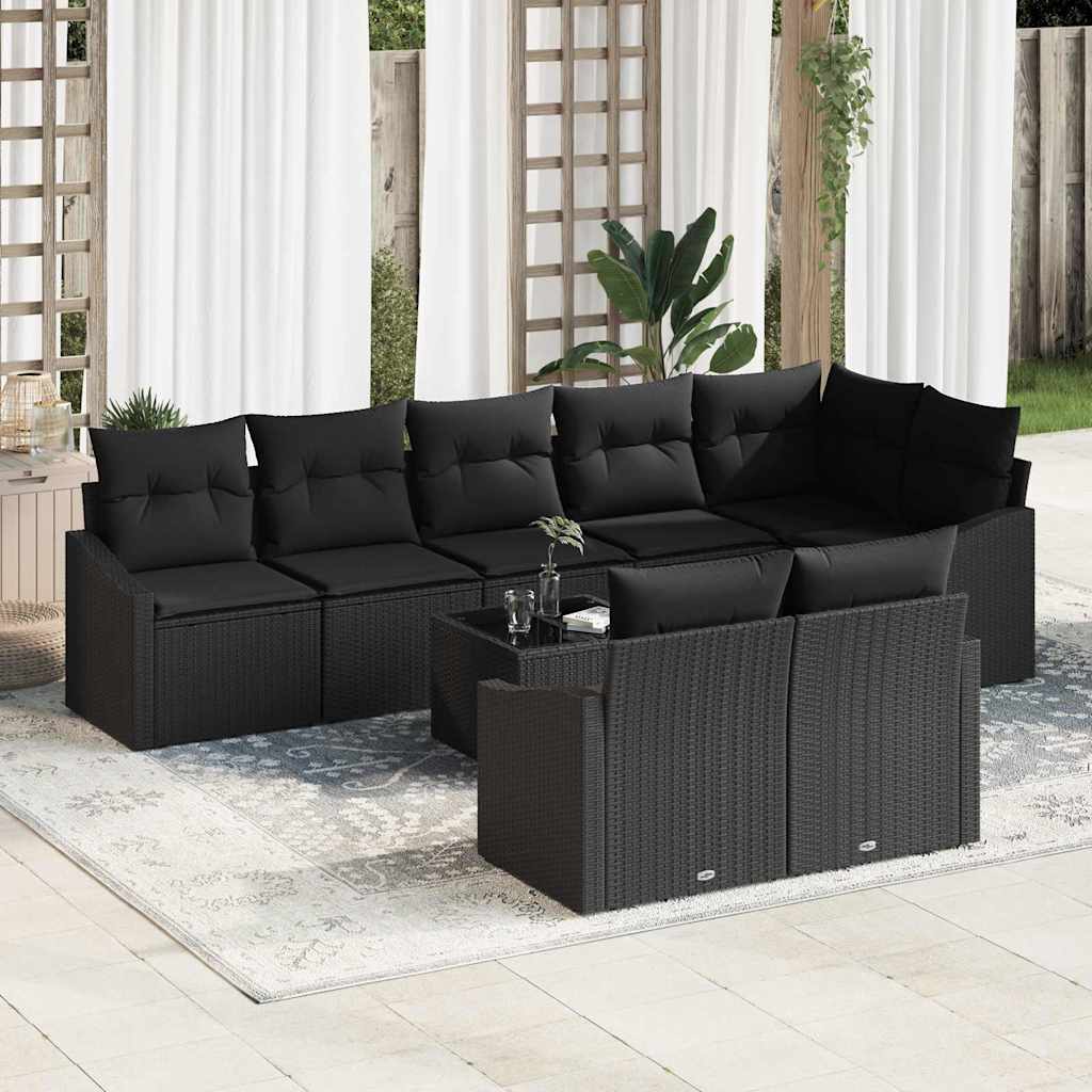 Bankstel met kussen 9 pcs Zwart poly rattan is nu te koop bij PeponiXL, paradijselijk wonen!