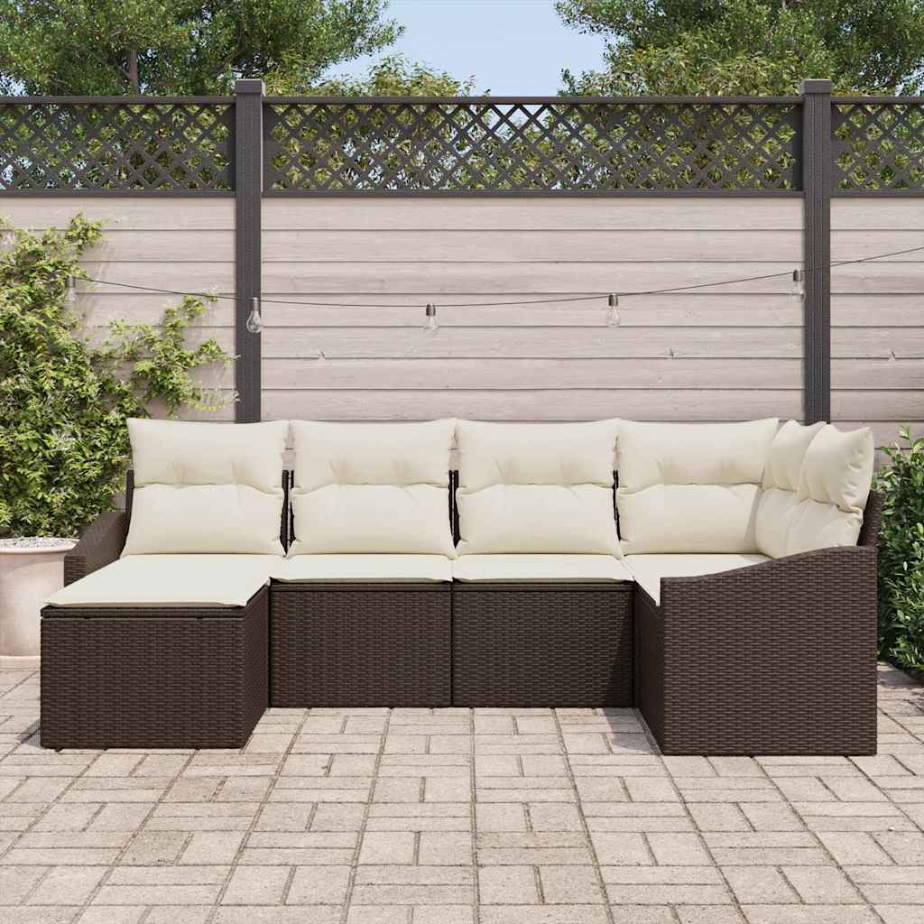 Bankstel met kussen 6 pcs Bruin poly rattan is nu te koop bij PeponiXL, paradijselijk wonen!