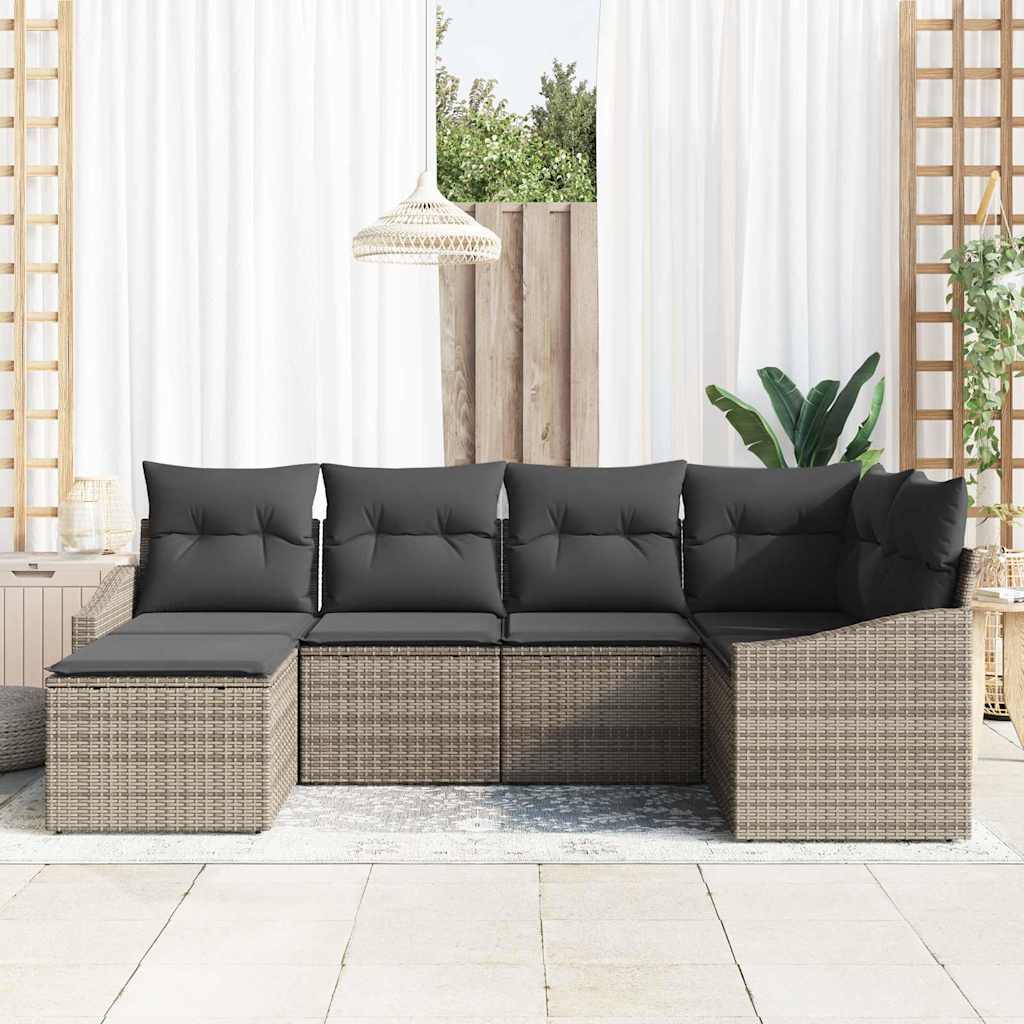 Bankstel met kussen 6 pcs Grijs poly rattan is nu te koop bij PeponiXL, paradijselijk wonen!