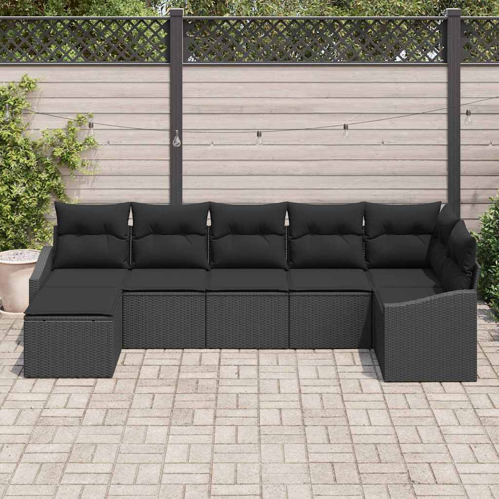 Bankstel met kussen 7 pcs Zwart poly rattan is nu te koop bij PeponiXL, paradijselijk wonen!