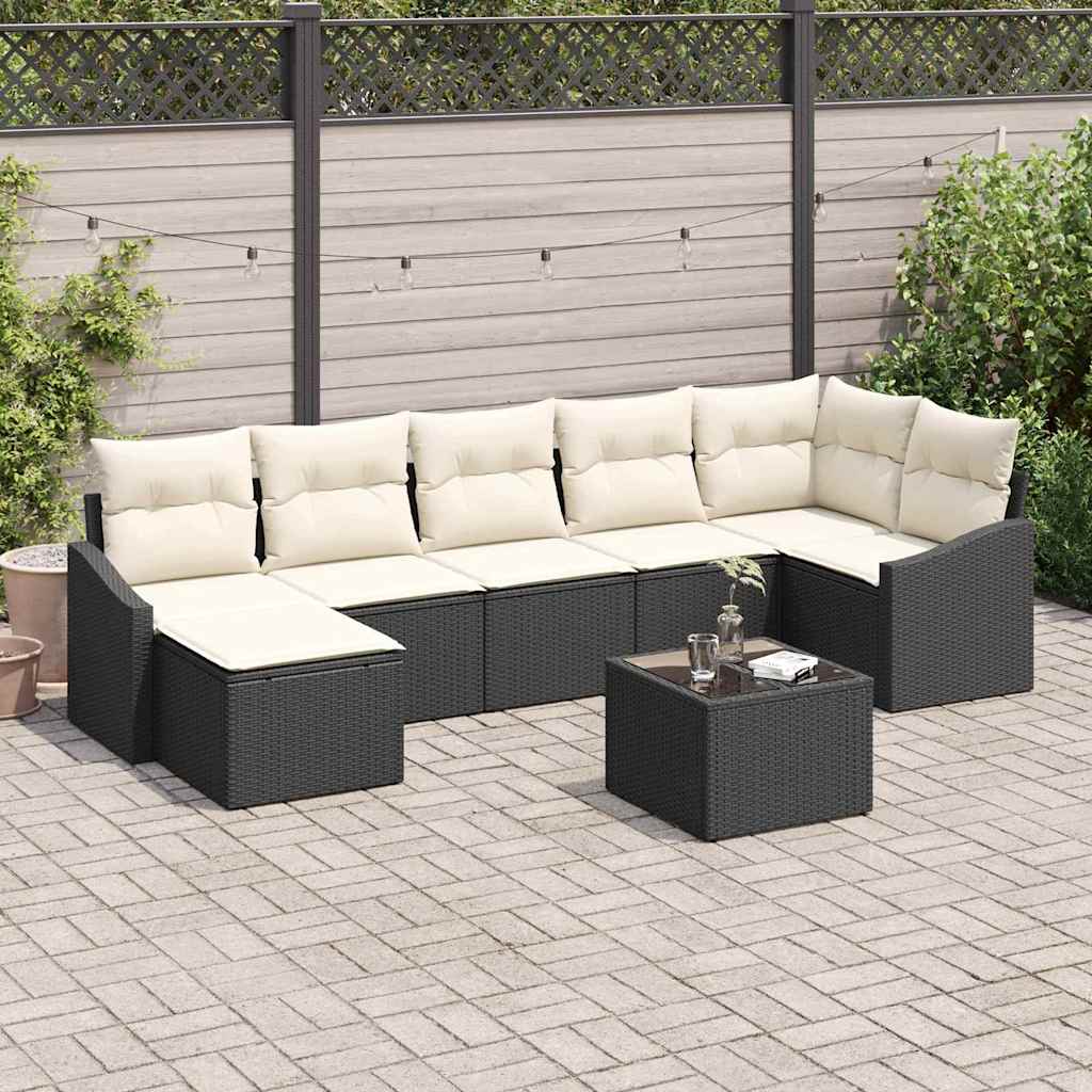 Bankstel met kussen 8 pcs Zwart poly rattan is nu te koop bij PeponiXL, paradijselijk wonen!