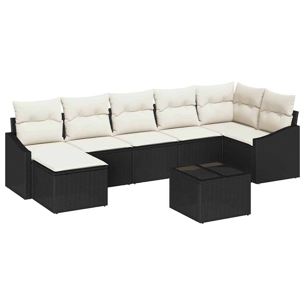 Bankstel met kussen 8 pcs Zwart poly rattan is nu te koop bij PeponiXL, paradijselijk wonen!
