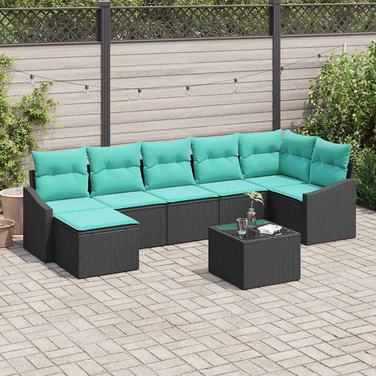 Bankstel met kussen 8 pcs Zwart poly rattan is nu te koop bij PeponiXL, paradijselijk wonen!