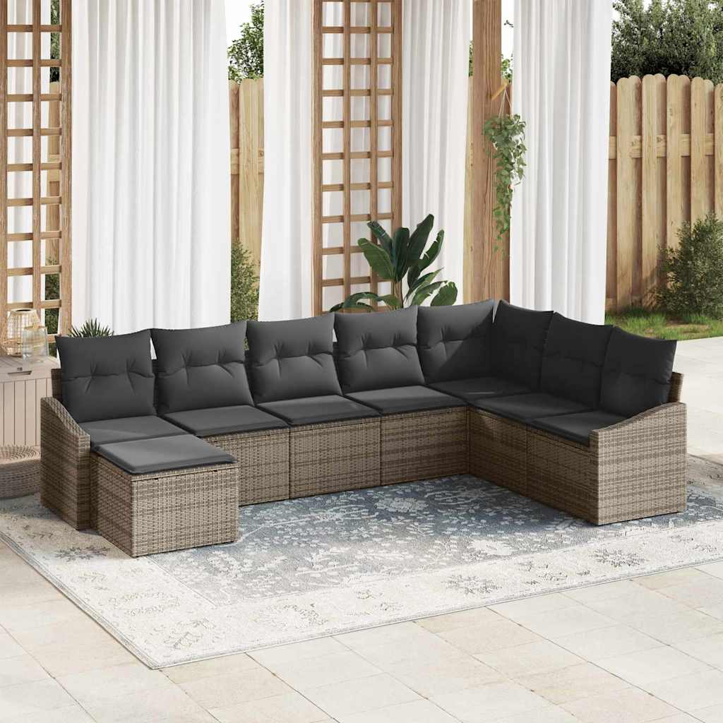 Bankstel met kussen 8 pcs Grijs poly rattan is nu te koop bij PeponiXL, paradijselijk wonen!